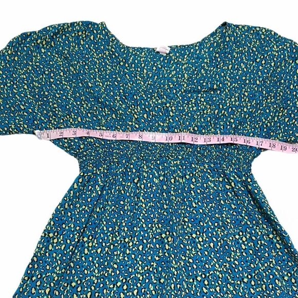 Xhilaration V-Neck Cheetah Leopard Animal Print‎ Swim Cover Up Blue Green Large - Picture 6 of 9